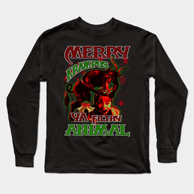 Merry Krampus Ya Filthy Animal Long Sleeve T-Shirt by The Dark Vestiary